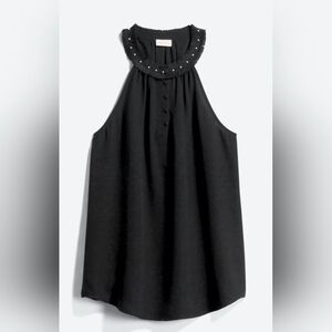 Fringe trim halter blouse